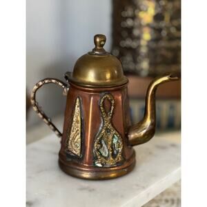Vintage Small Brass Pitcher Copper Teapot Mini Decorative Jug
